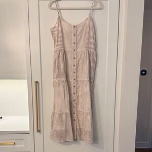 Sundry for Evereve Striped Tiered Midi Sun Dress